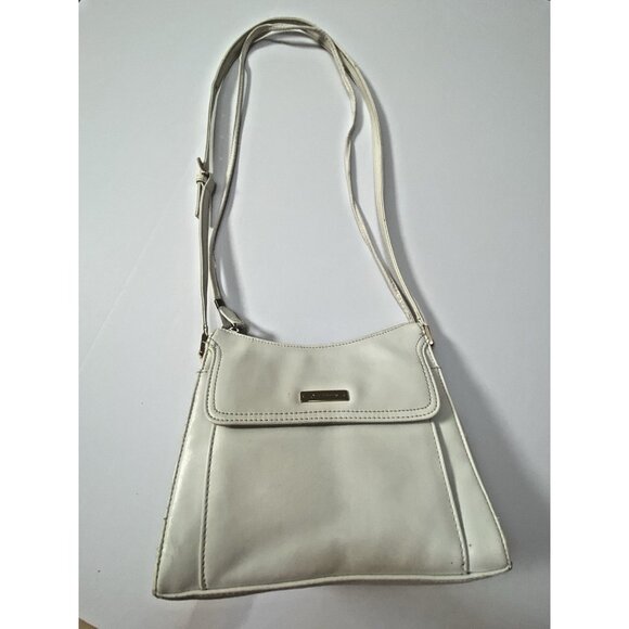 Liz Claiborne White Zipper Closure Handbag 2 Shoulder Strap Built In Wallet READ - Picture 1 of 16